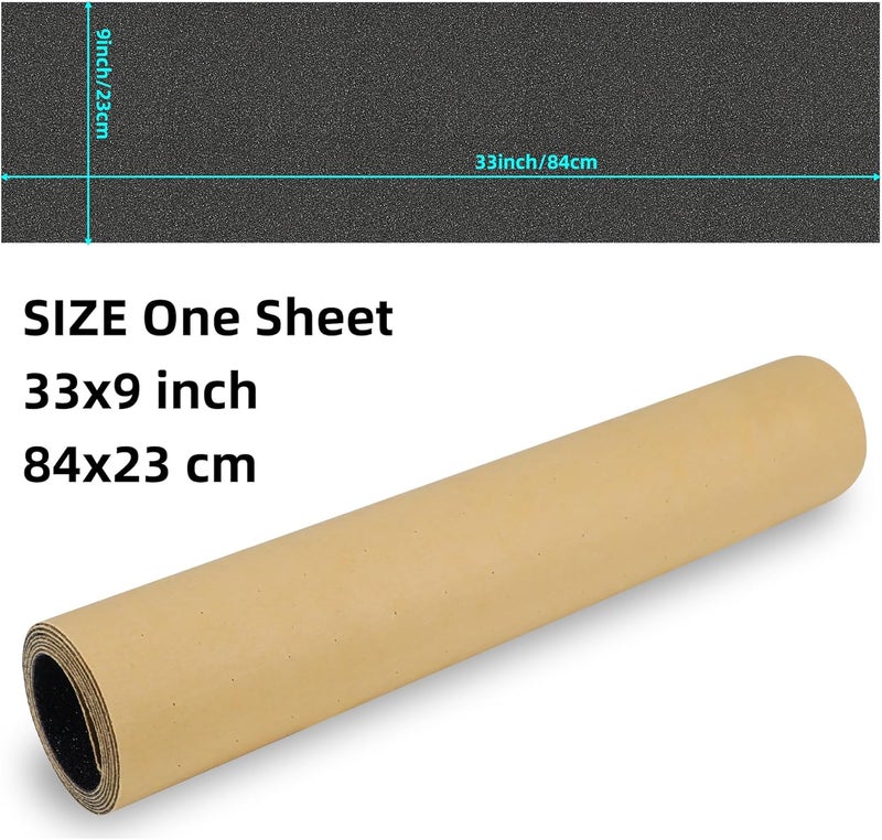 Zeato Grip Tape 33x9’’ Non Slip Silicone-Carbide Bubble Free Application Easy to Cut and Trim High Strength Sandpaper for Skateboards Scooters - Black - Image 2